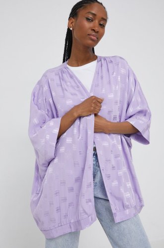 Answear lab kimono culoarea violet, desfacut, neted