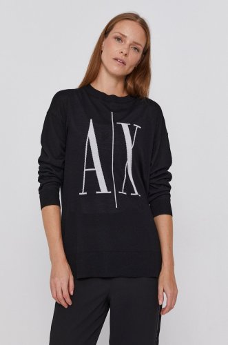Armani exchange pulover femei, culoarea negru, light