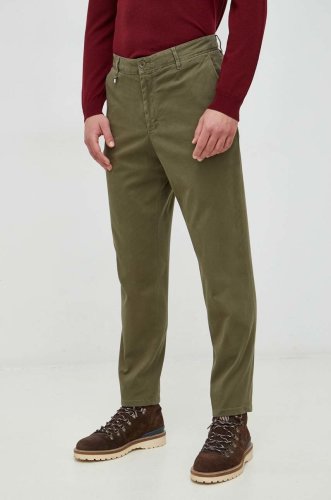 Boss pantaloni barbati, culoarea verde, drept