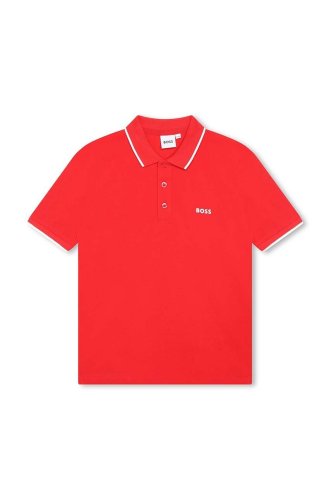 Boss tricouri polo din bumbac pentru copii culoarea rosu, cu imprimeu