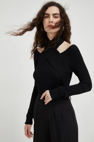 Bruuns bazaar pulover femei, culoarea negru, cu turtleneck