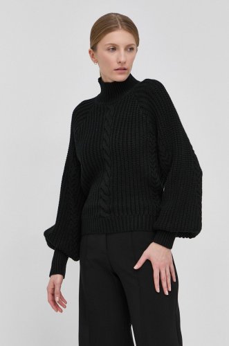 Bruuns bazaar pulover simona clariza femei, culoarea negru, cu turtleneck