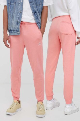 Converse pantaloni de trening culoarea roz, neted