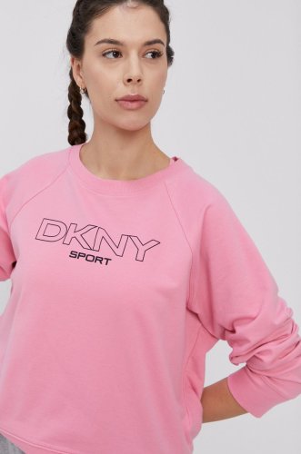 Dkny bluză femei, culoarea roz, cu imprimeu