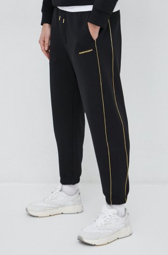 Emporio armani pantaloni de trening culoarea negru, cu imprimeu