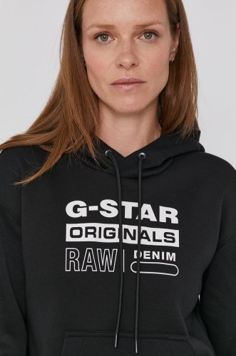 G-star raw bluză femei, culoarea negru, cu imprimeu