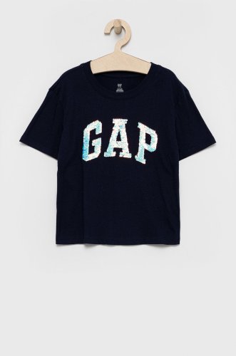 Gap tricou de bumbac pentru copii culoarea albastru marin