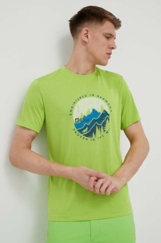 Jack wolfskin tricou sport hiking culoarea verde, cu imprimeu
