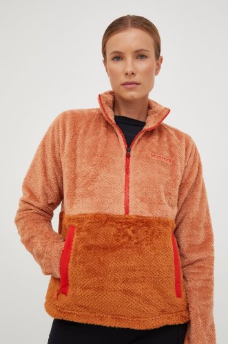 Marmot hanorac homestead fleece femei, culoarea portocaliu, modelator