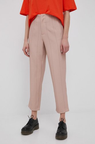 Only pantaloni femei, culoarea roz, drept, medium waist