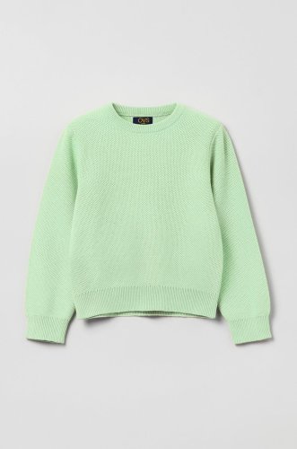 Ovs pulover de bumbac pentru copii culoarea verde, light