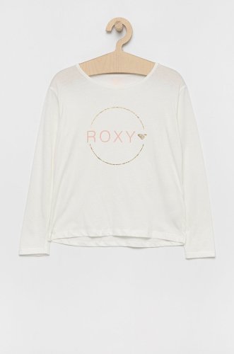 Roxy longsleeve din bumbac pentru copii culoarea alb