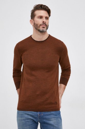 Sisley pulover din amestec de lână bărbați, culoarea maro, light