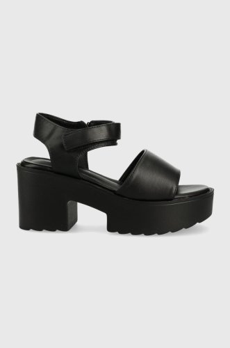 Sisley sandale femei, culoarea negru, cu toc drept