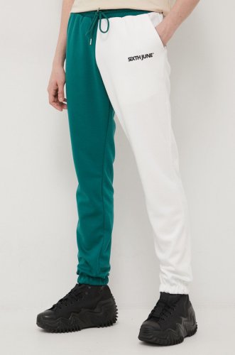 Sixth june pantaloni barbati, culoarea verde, neted