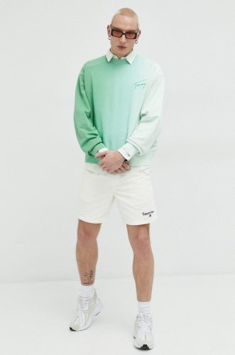 Tommy jeans bluza barbati, culoarea verde, modelator