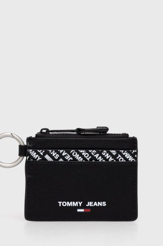 Tommy jeans portofel de piele barbati, culoarea negru