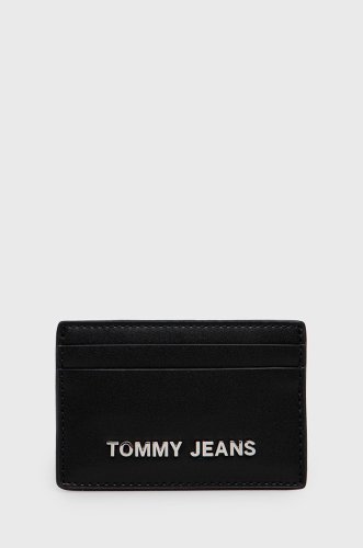 Tommy jeans portofel pentru carduri femei, culoarea negru