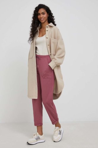 United colors of benetton pantaloni de bumbac femei, culoarea roz, neted