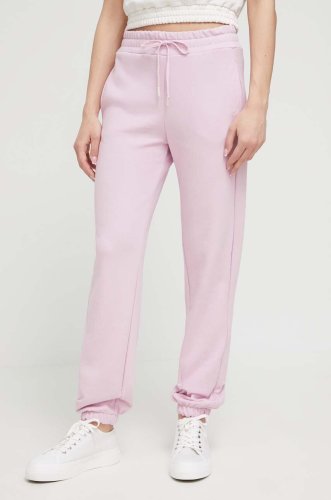 United colors of benetton pantaloni de lounge culoarea roz, neted