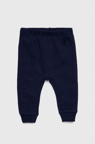 United colors of benetton pantaloni din bumbac pentru bebeluși culoarea albastru marin, neted
