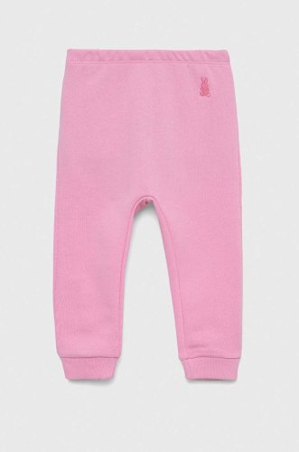 United colors of benetton pantaloni din bumbac pentru bebeluși culoarea roz, neted