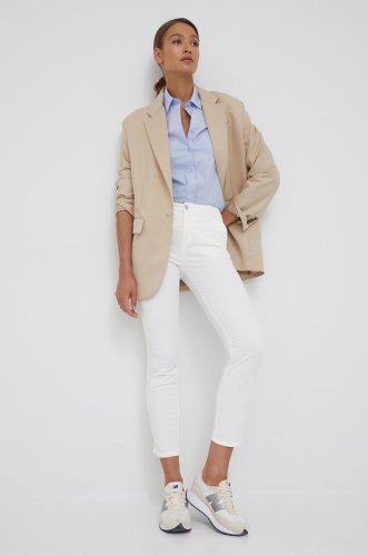 United colors of benetton pantaloni femei, culoarea alb, mulata, medium waist