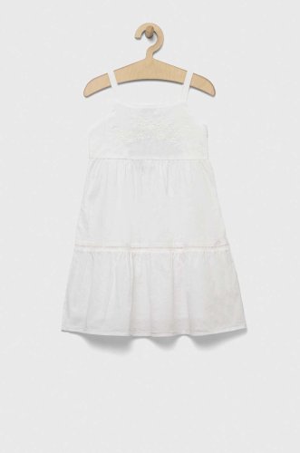 United colors of benetton rochie din bumbac pentru copii culoarea alb, mini, evazati