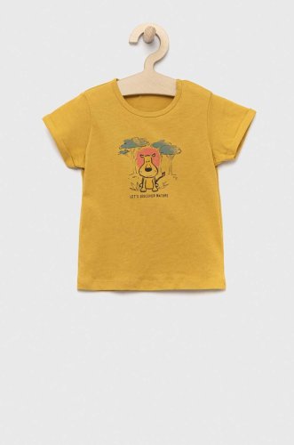 United colors of benetton tricou din bumbac pentru bebelusi culoarea galben