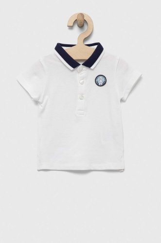 United colors of benetton tricou polo pentru copii culoarea alb, cu imprimeu