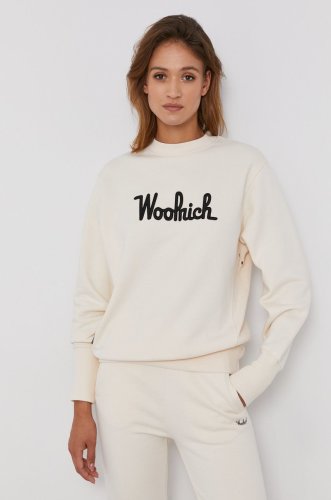 Woolrich bluză femei, culoarea crem, cu imprimeu