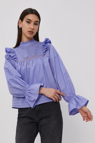 Y.a.s bluză din bumbac femei, culoarea violet, material neted