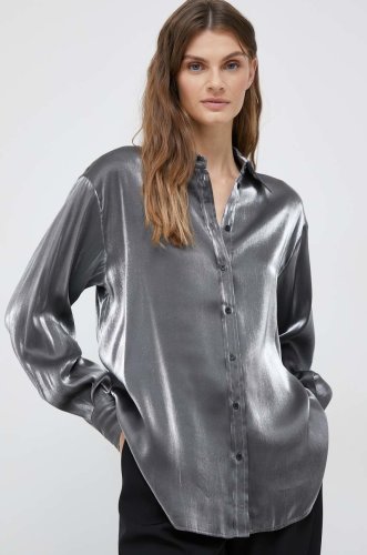 Y.a.s camasa silura femei, culoarea argintiu, cu guler clasic, relaxed