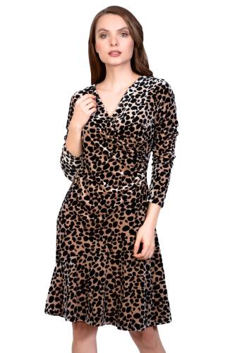 La Femme Rochie bej cu imprimeu leopard 202399 b