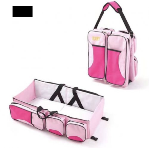 Patut portabil si geanta multifunctionala pentru accesoriile bebelusilor, roz