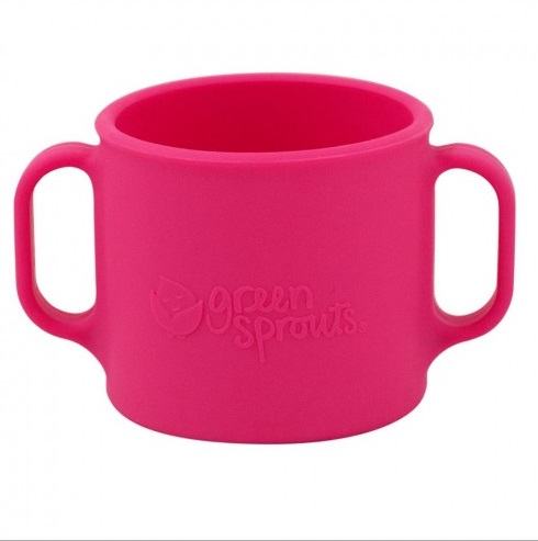 Cana de invatare learning cup green sprouts pink
