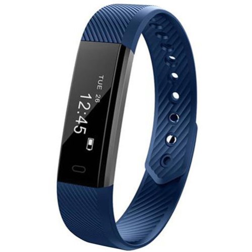 Bratara fitness iuni id115i plus, display oled, monitorizare puls, bluetooth, pedometru, notificari, android si ios, albastru