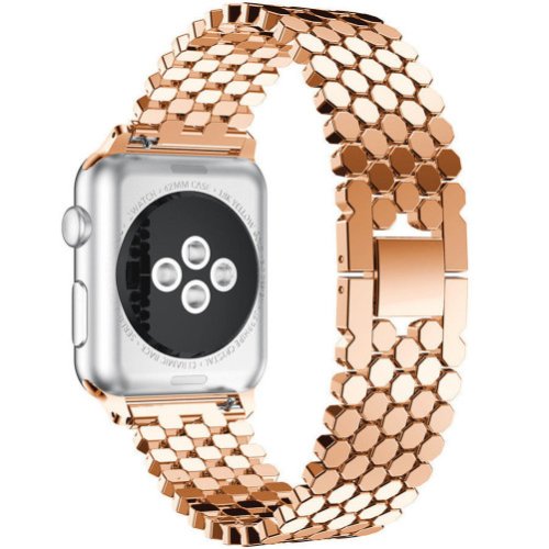 Curea iuni compatibila cu apple watch 1/2/3/4/5/6/7, 40mm, jewelry, otel inoxidabil, rose gold