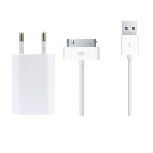 Incarcator retea apple cu cablu compatibil pentru iphone 2g/3g/3gs/4/4s/ipad 1/ipad 2, 30 pini, alb