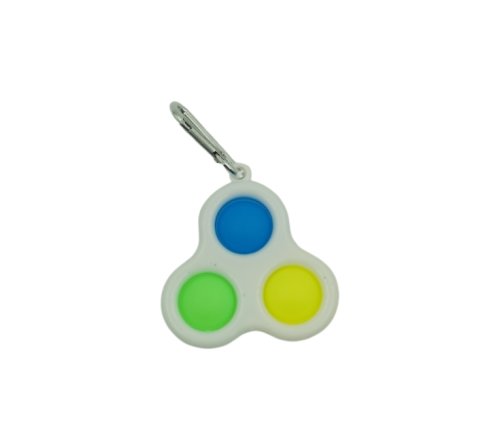 Jucarie senzoriala antistres, simple dimple, tip breloc , triunghi, 8 cm, multicolor, alb