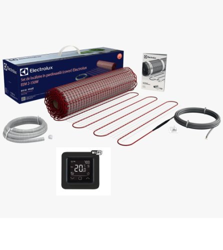 Kit covor incalzire electrolux 150 w/m² (50 cm latime) 3 mm grosime cu termostat wifi control c16 , 10 m² - 1500 w