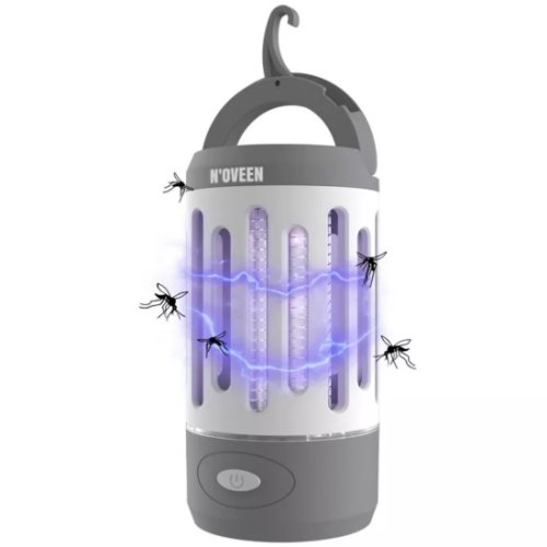 Noveen Lampa electrica anti-insecte, uv, led, insect killer lamp, portabil (1200 mah), lanterna, 4 w, 800 v, ip44, alb gri