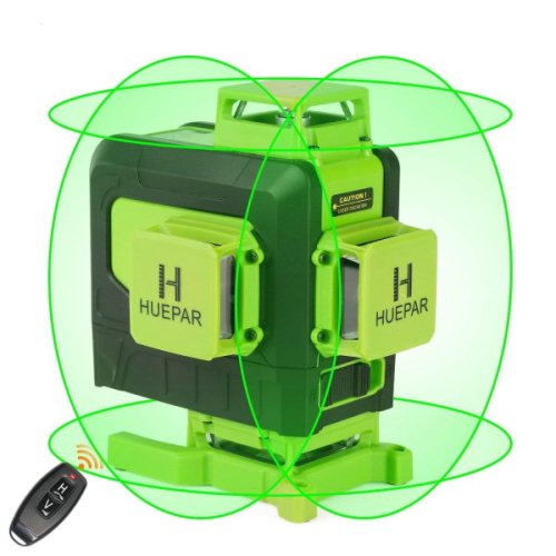 Nivela laser huepar 904dg 4d, fascicul verde auto-nivelabil cu 16 linii, nivelare 4*360° orizontala si verticala, cu telecomanda si baterie li-ion pentru pardoseala