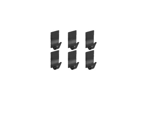 Set 6 agatatori cuier autoadezive, dreptunghiulare, metal, negru sepio