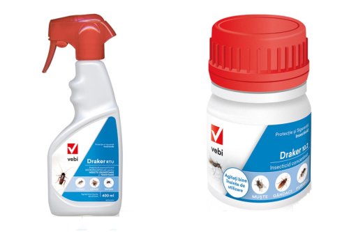 Set insecticid profesional spray draker rtu, 400 ml+ draker 10.2, 50 ml anti insecte, gandaci, muste, tantari, furnici, capuse