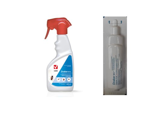 Set insecticid profesional spray draker rtu, 400ml + fiola draker 10.2, 15 ml anti insecte, gandaci, muste, tantari, furnici