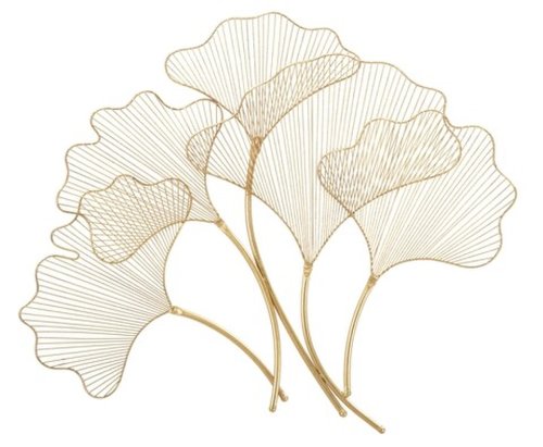 Decoratiune de perete glam leaf, mauro ferretti, 79x68 cm, fier, auriu