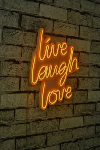 Decoratiune luminoasa led, live laugh love, benzi flexibile de neon, dc 12 v, galben
