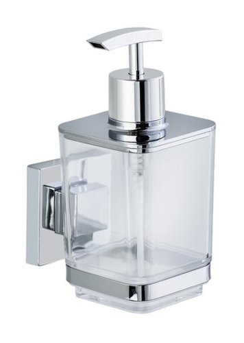 Dozator sapun lichid cu suport autoadeziv, wenko, quadro vacuum-loc®, 7.5 x 16 x 10 cm, inox/plastic