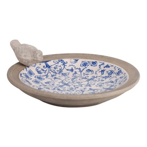Hranitor/baie pentru pasari, esschert, aged, 33.5 x 10.8 cm, ceramica, multicolor